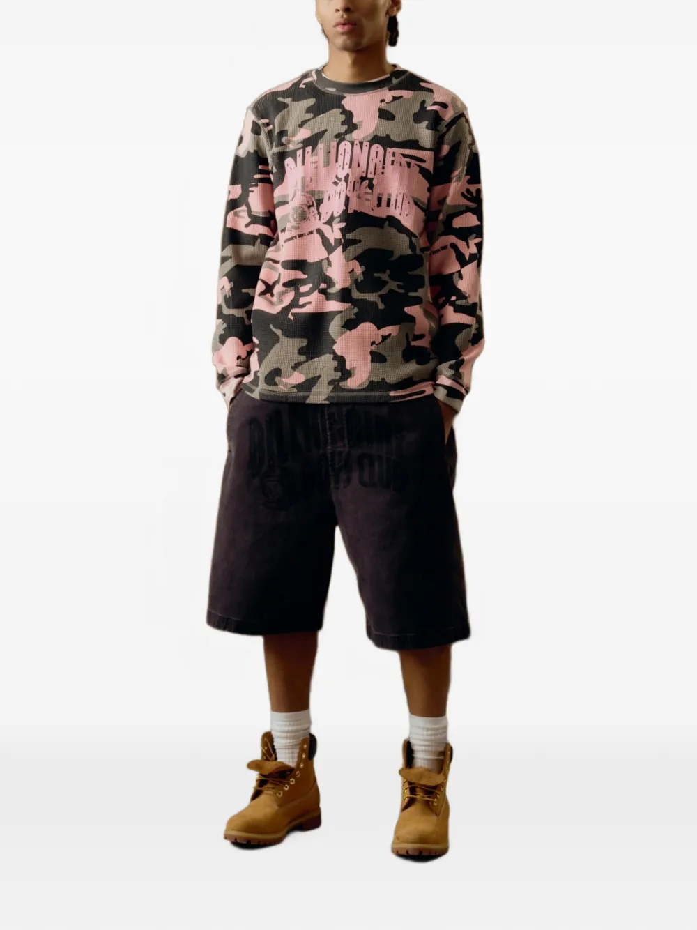 Billionaire Boys Club camouflage-print logo-print T-shirt Roze