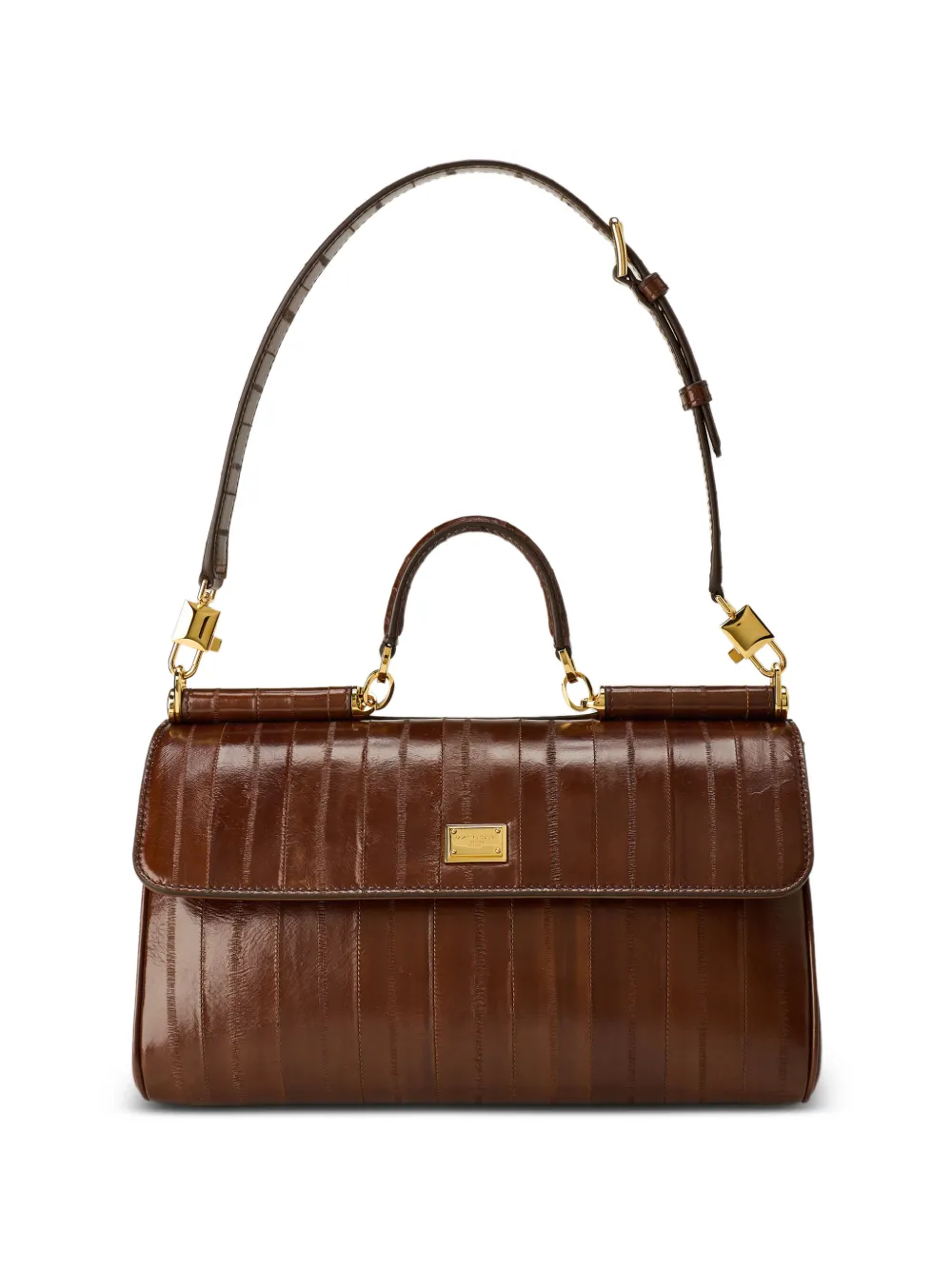 Dolce & Gabbana Sicily schoudertas van slijmprikhuid Bruin