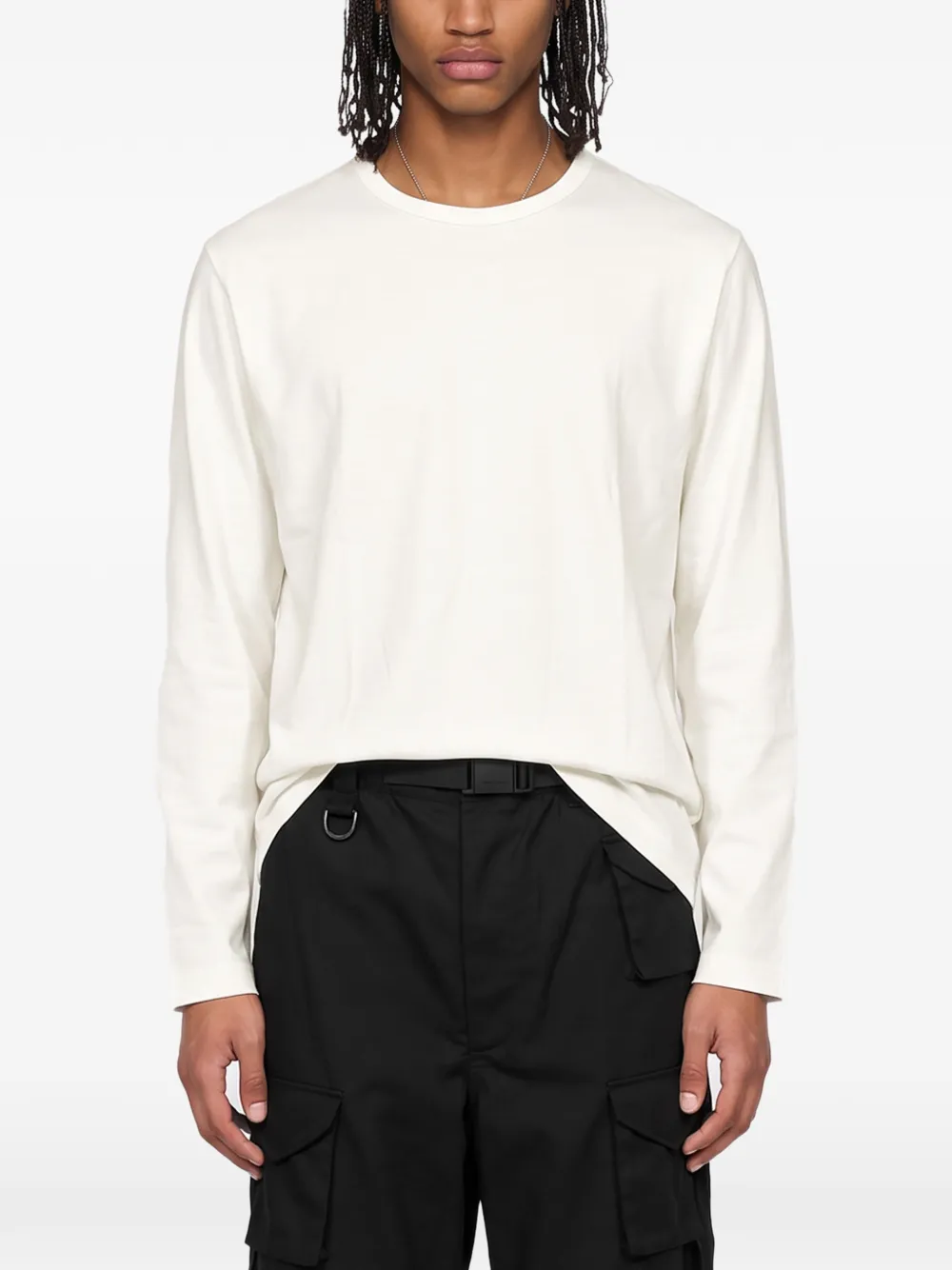Yohji Yamamoto Re-logo long-sleeve T-shirt Beige