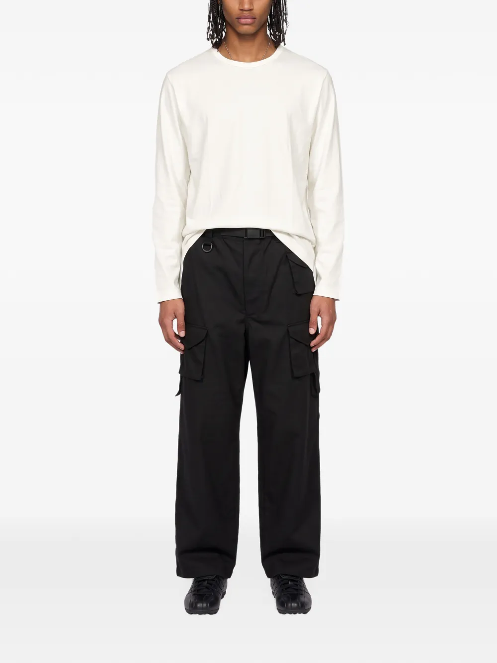 Yohji Yamamoto Re-logo long-sleeve T-shirt Beige