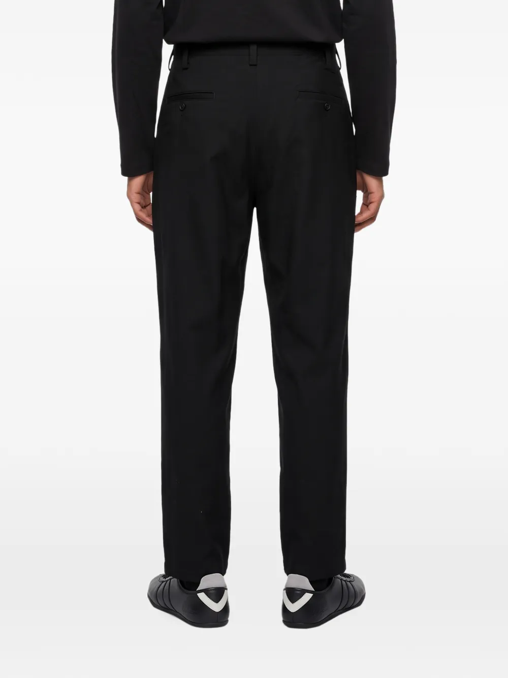 Yohji Yamamoto drawstring-waist gabardine cargo pants Zwart