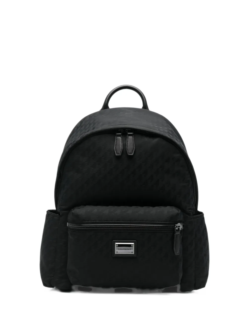 Emporio Armani logo-jacquard front-zip Backpack | ブラック