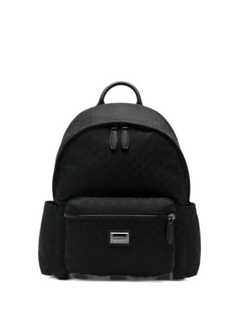 Emporio Armani logo-jacquard front-zip backpack