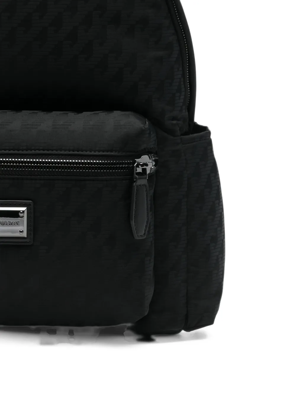Emporio Armani logo-jacquard front-zip Backpack | ブラック