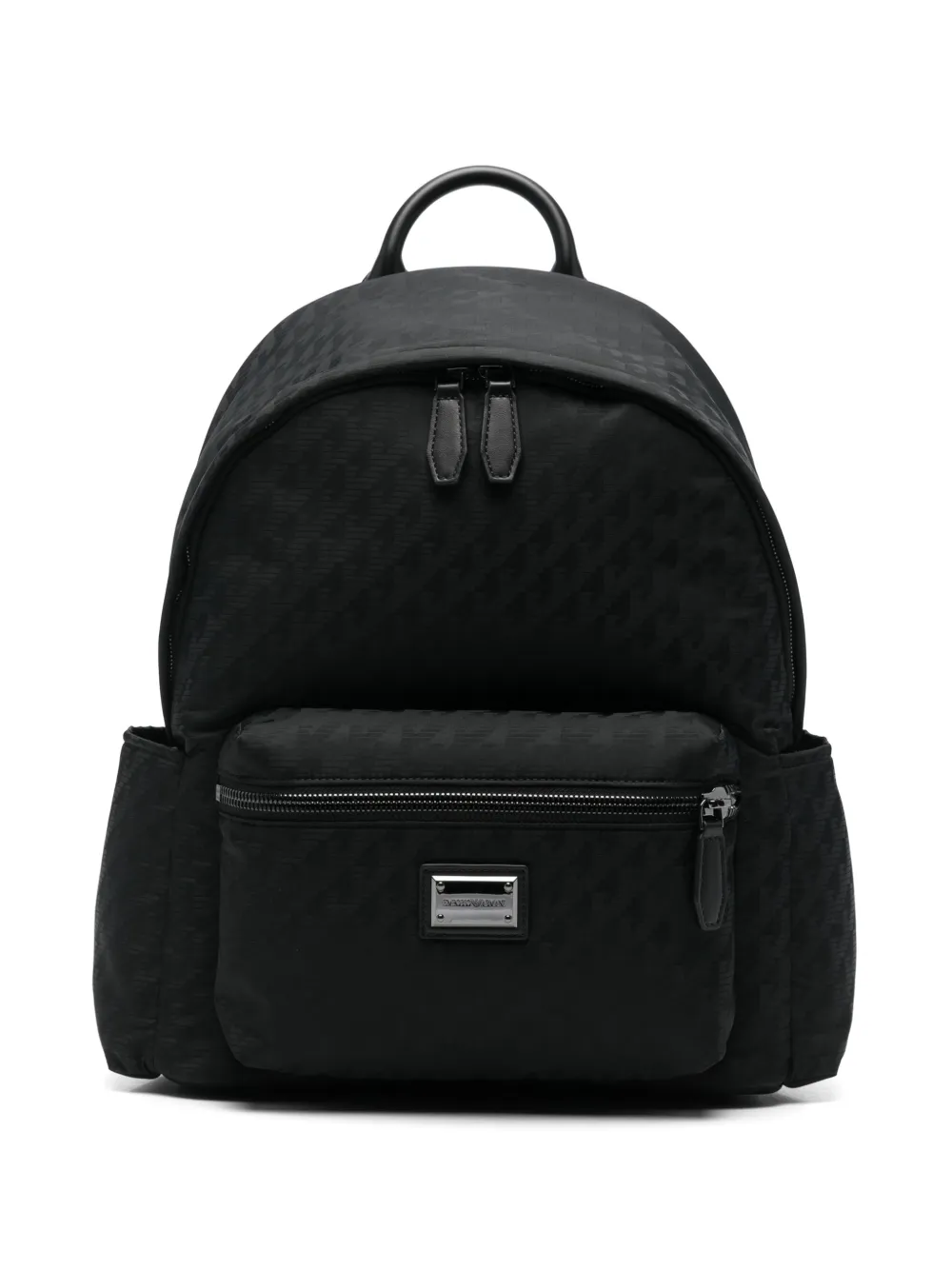 Emporio Armani logo-jacquard front-zip backpack - Schwarz