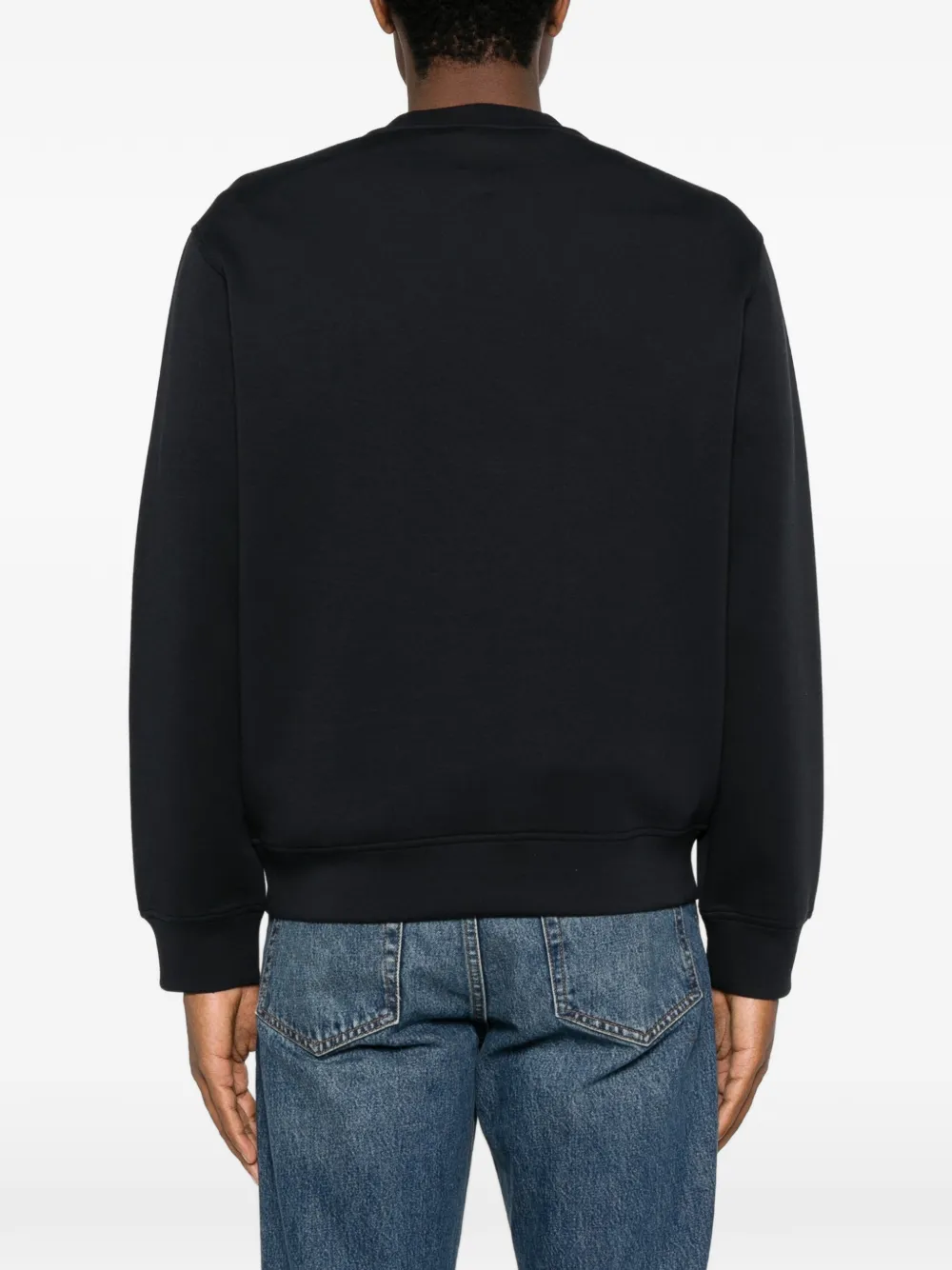Emporio Armani logo-embroidered crew-neck sweatshirt Blauw
