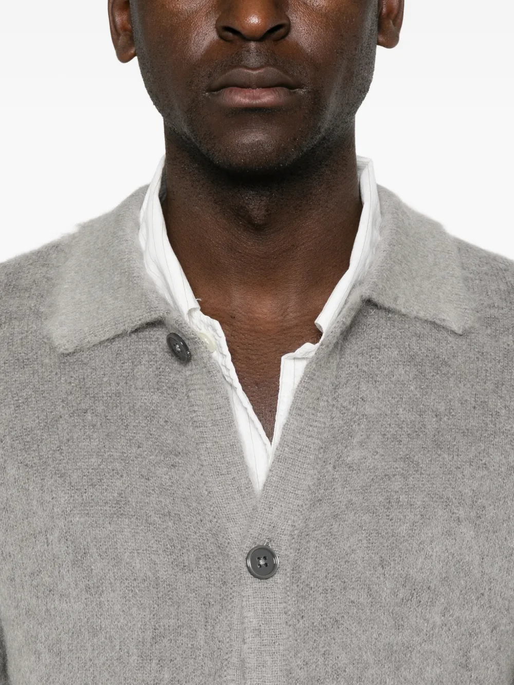 Emporio Armani Vest van geborsteld breisel met knopen Grijs