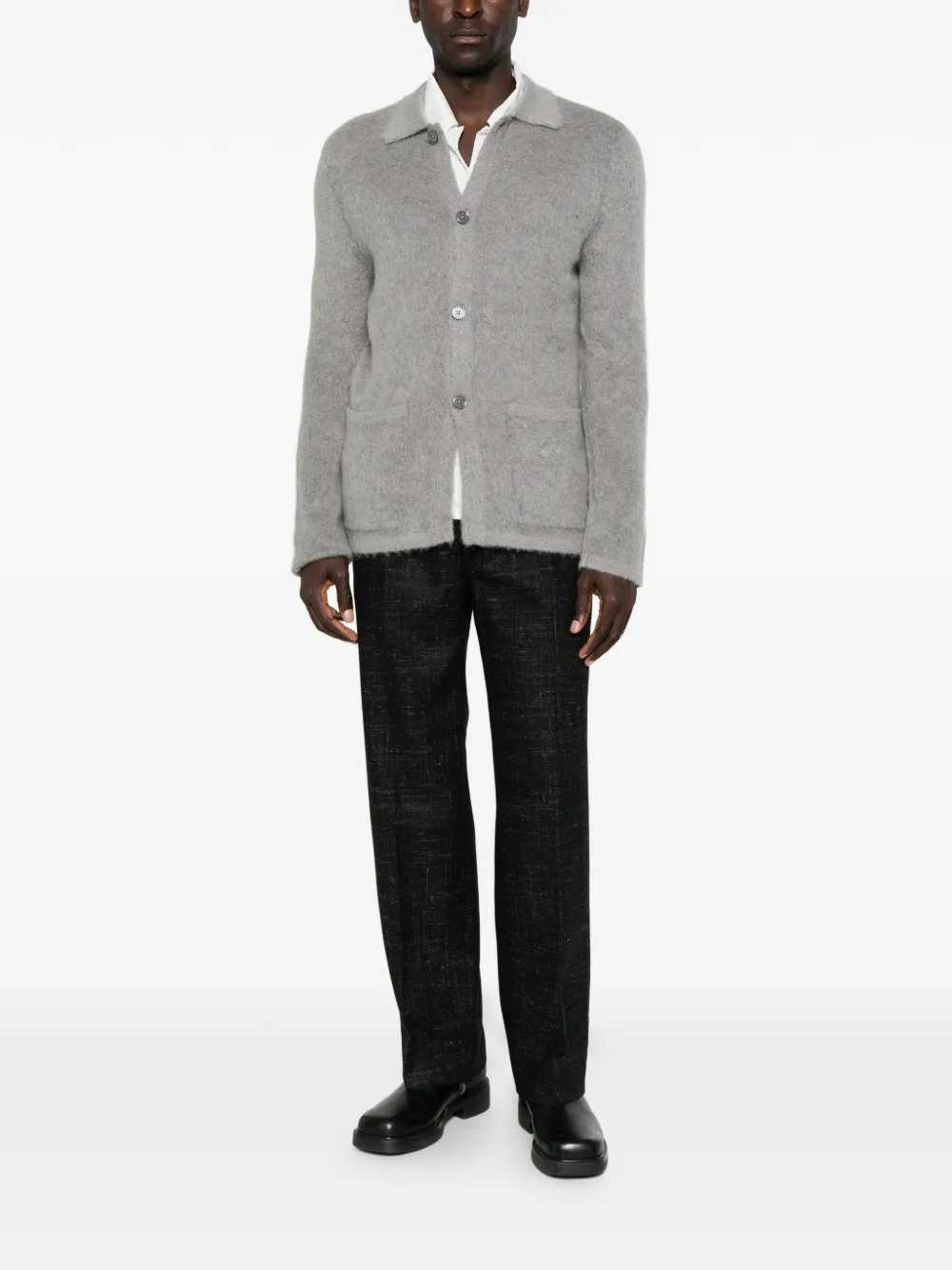 Emporio Armani Vest van geborsteld breisel met knopen Grijs