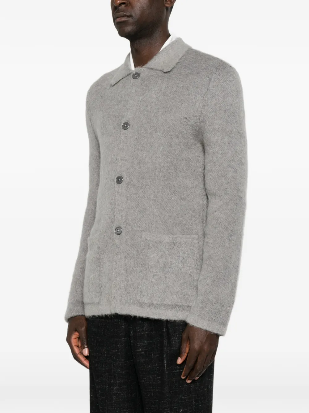 Emporio Armani Vest van geborsteld breisel met knopen Grijs