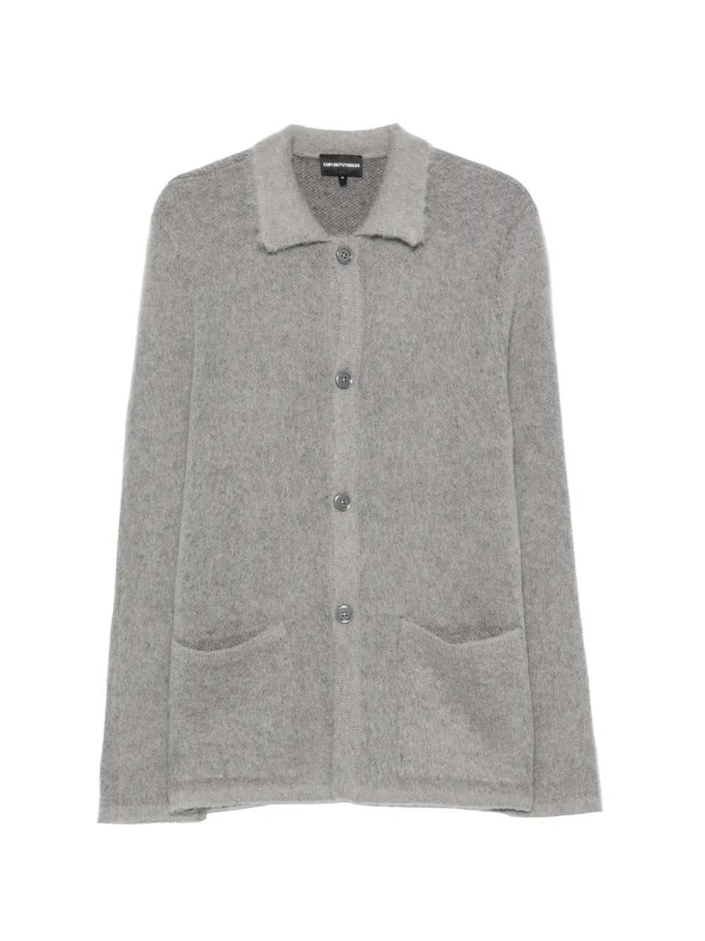 Emporio Armani brushed-knit button-up cardigan - Grey