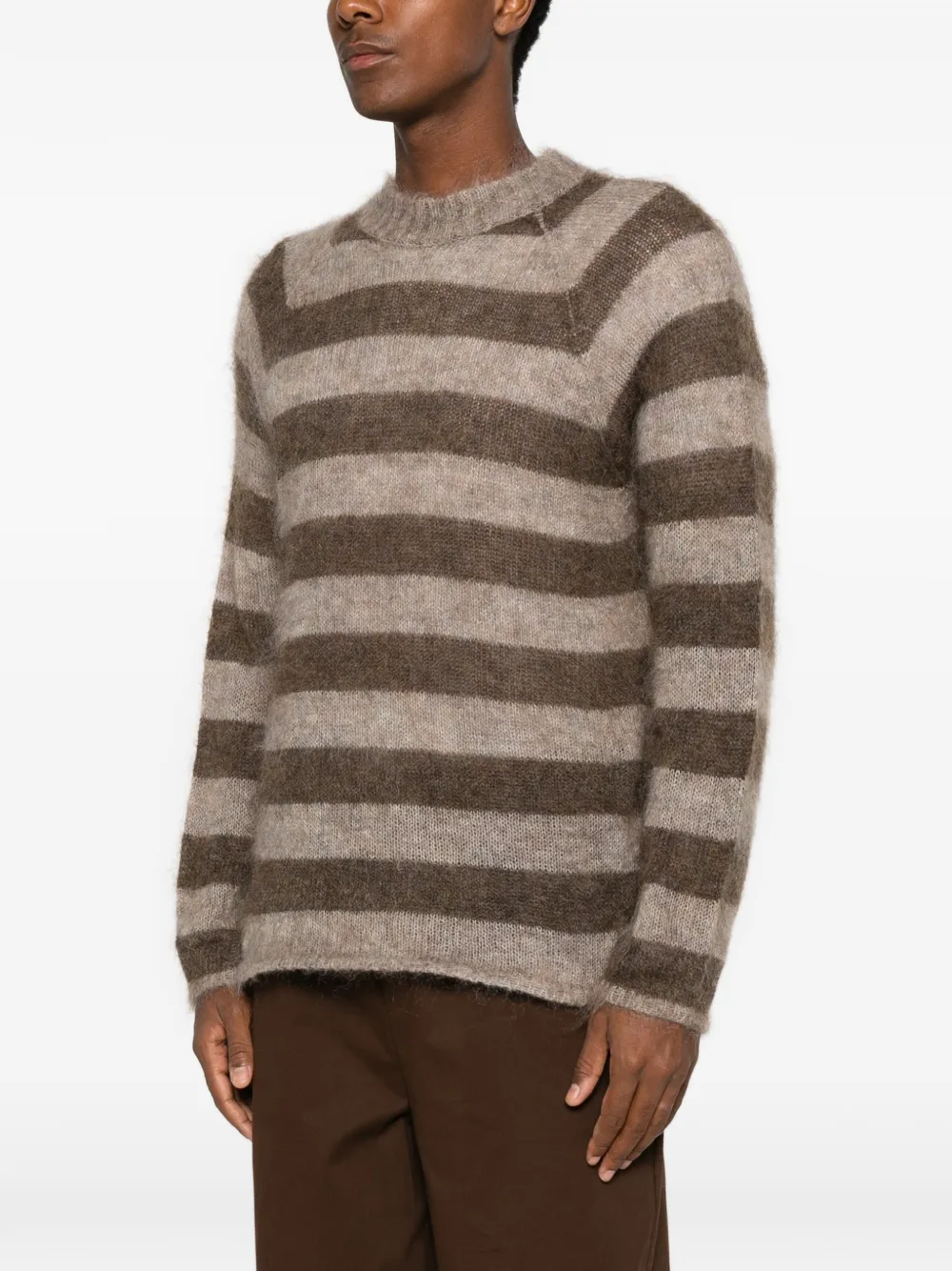 Emporio Armani Gestreepte trui van mohairblend Bruin