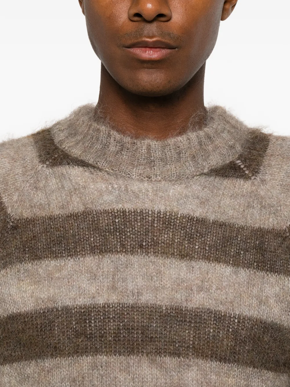 Emporio Armani Gestreepte trui van mohairblend Bruin