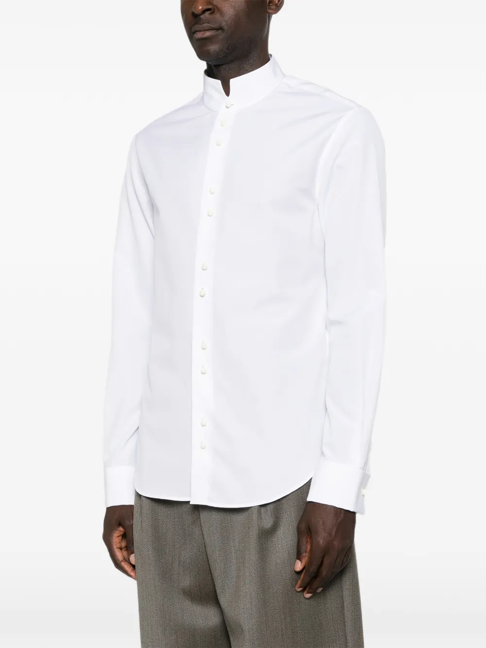 Emporio Armani Overhemd met ronde opstaande kraag Wit