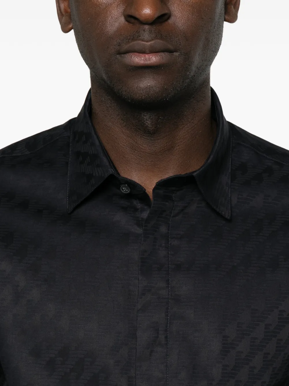 Emporio Armani Overhemd met jacquard-logo Blauw