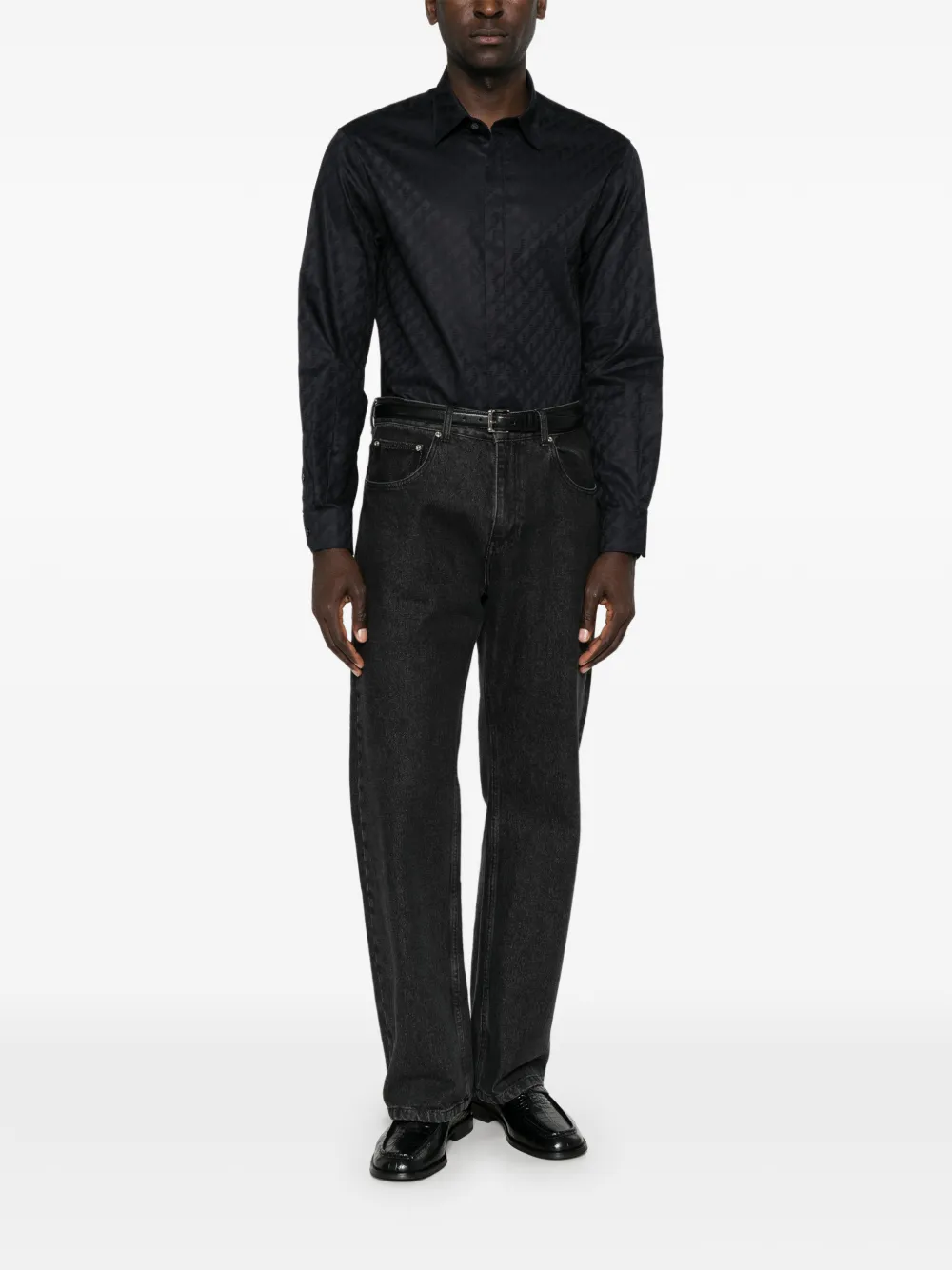 Emporio Armani Overhemd met jacquard-logo Blauw