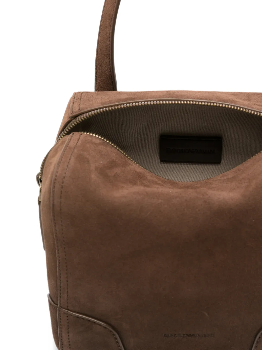 Emporio Armani Leren schoudertas met suède afwerking Bruin