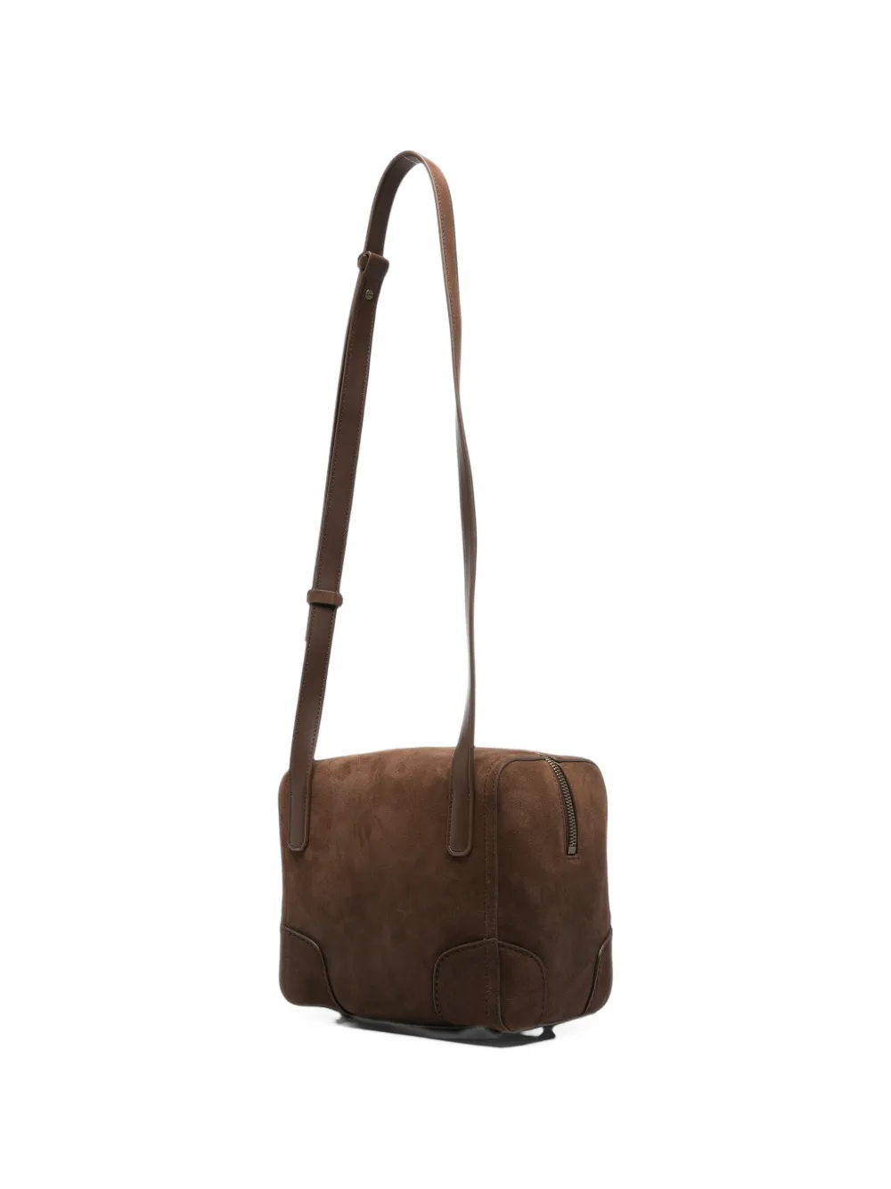 Emporio Armani Leren schoudertas met suède afwerking Bruin