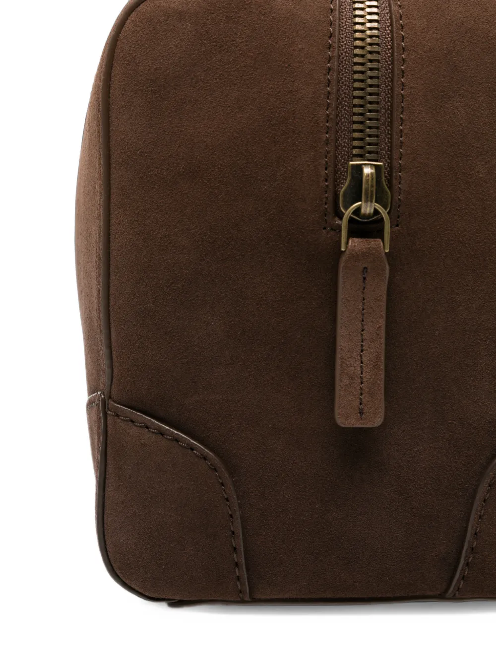 Emporio Armani Leren schoudertas met suède afwerking Bruin
