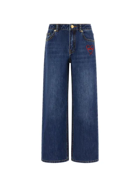 Moschino Kids heart-embroidered jeans
