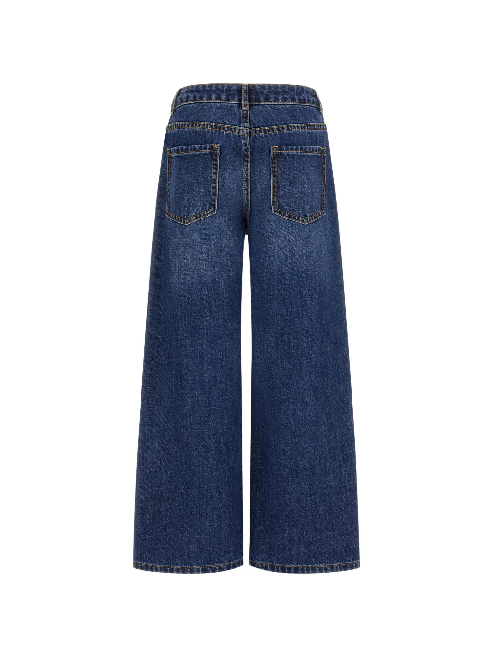 Moschino Kids Jeans met wijde pijpen en geborduurd hart Blauw