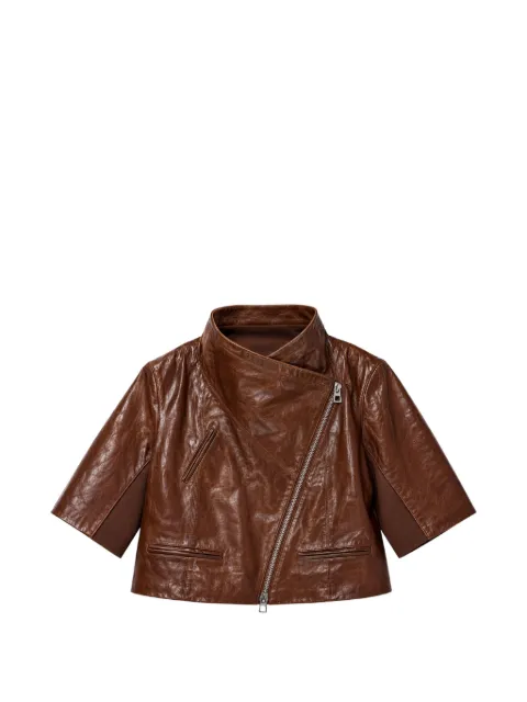Yigal Azrouel cropped short-sleeved leather jacket