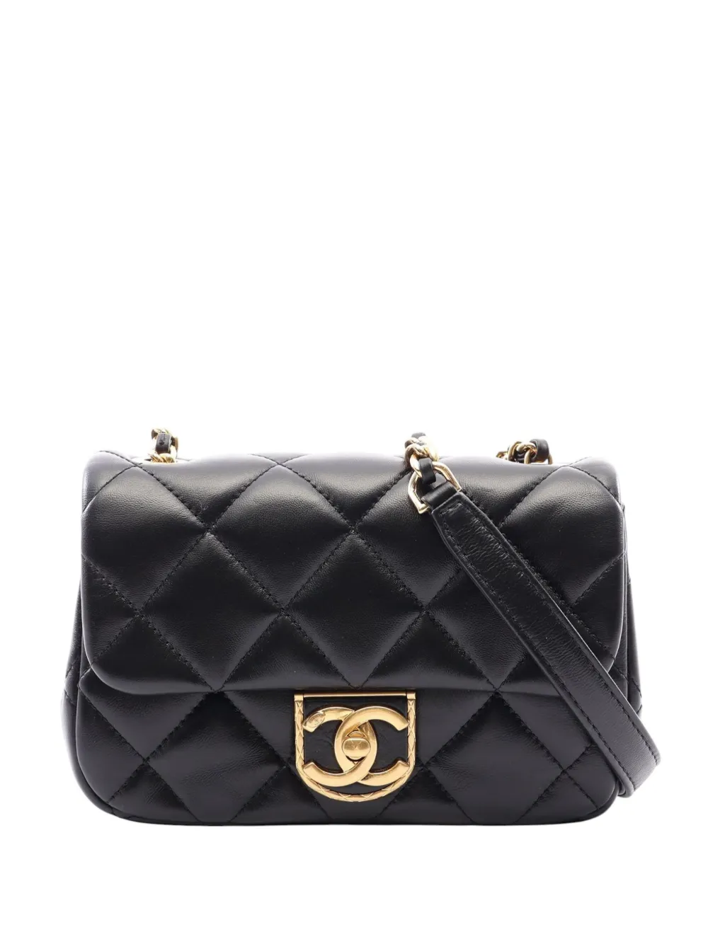 CHANEL Pre-Owned 2021-2026 Mini CC Quilted Lambskin Flap crossbody bag - Nero