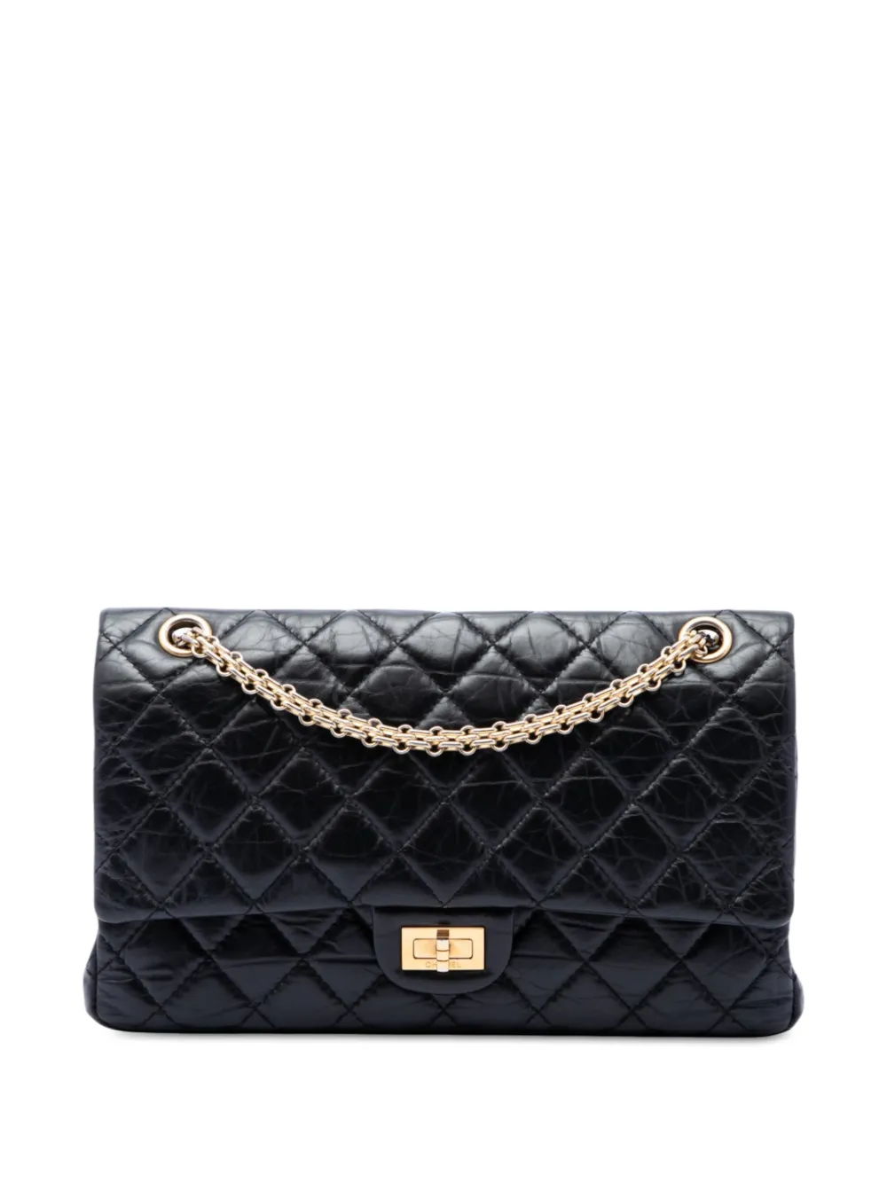 CHANEL Pre-Owned 2016-2017 Quilted Aged Calfskin Reissue 2.55 Double Flap 226 shoulder bag - Nero