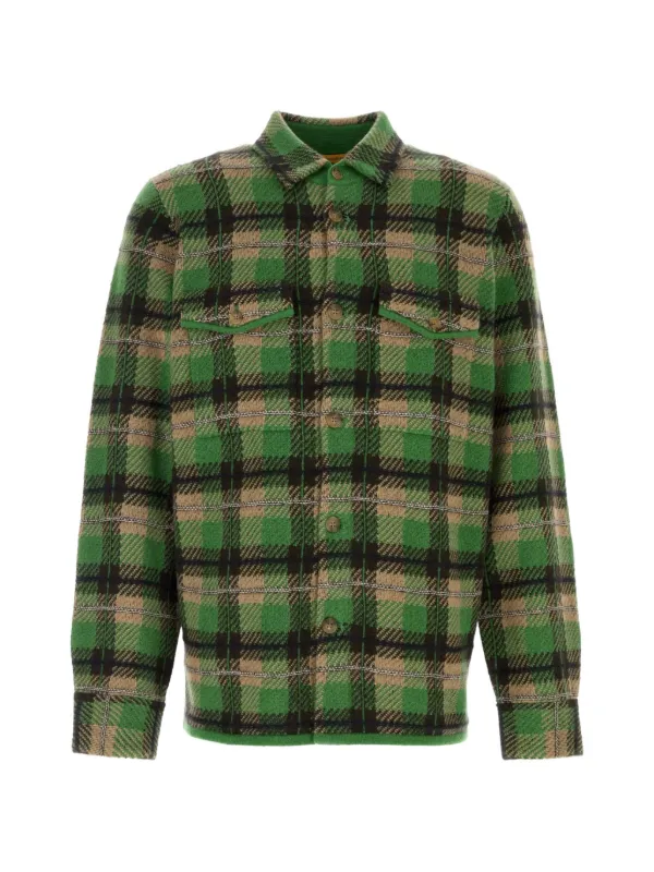 Guest In Residence Plaid Cashmere Shirt in Green