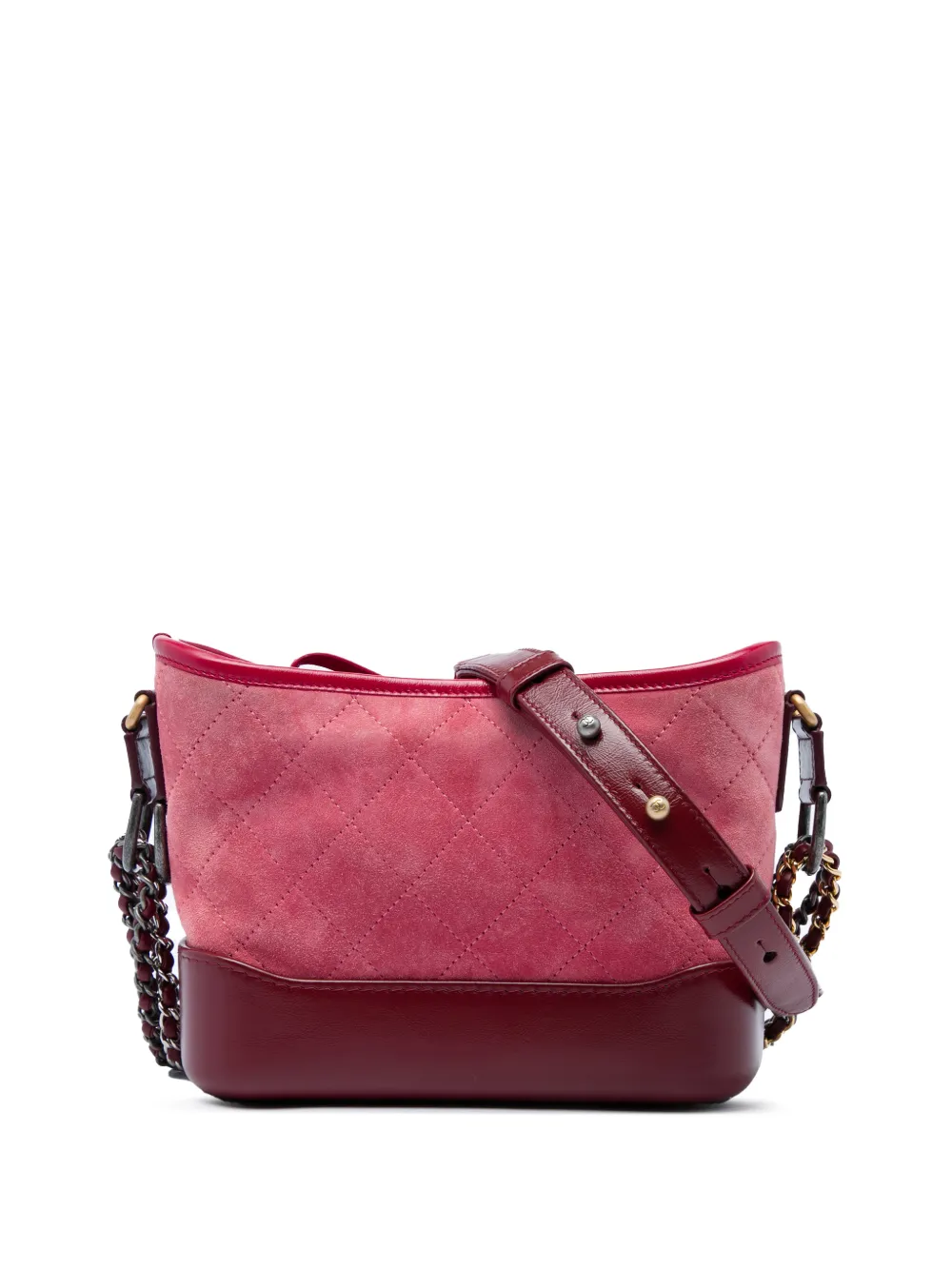CHANEL Pre-Owned 2017-2018 Small Quilted Suede Gabrielle Hobo crossbody bag - Rot