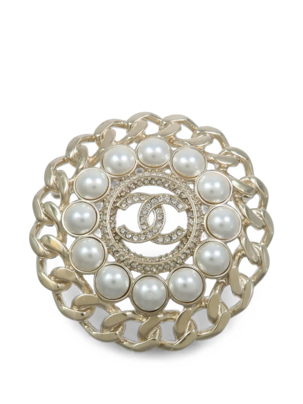 CHANEL Pre-Owned CC faux-pearl brooch - Oro