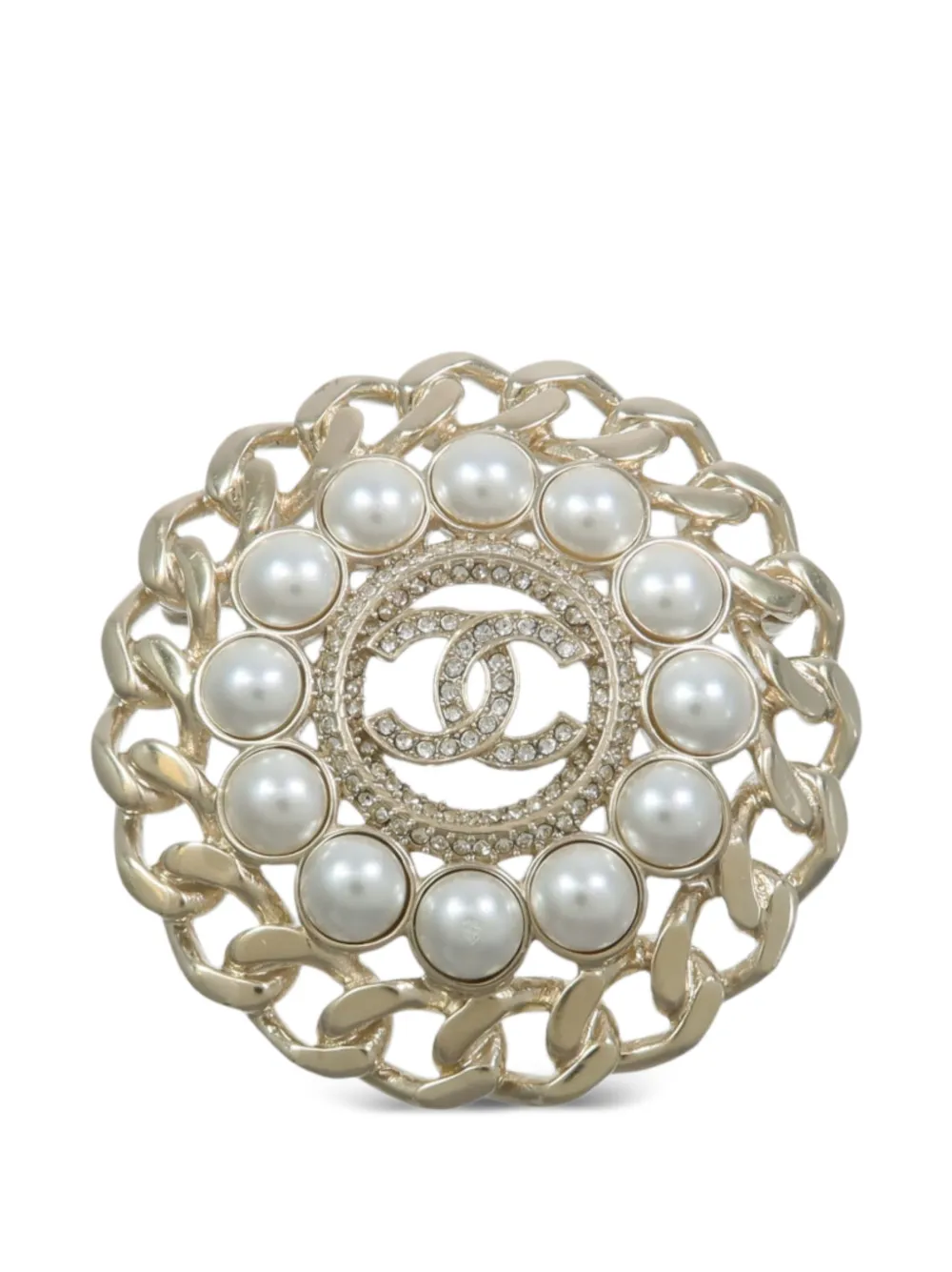 CHANEL Pre-Owned CC faux-pearl brooch - Oro