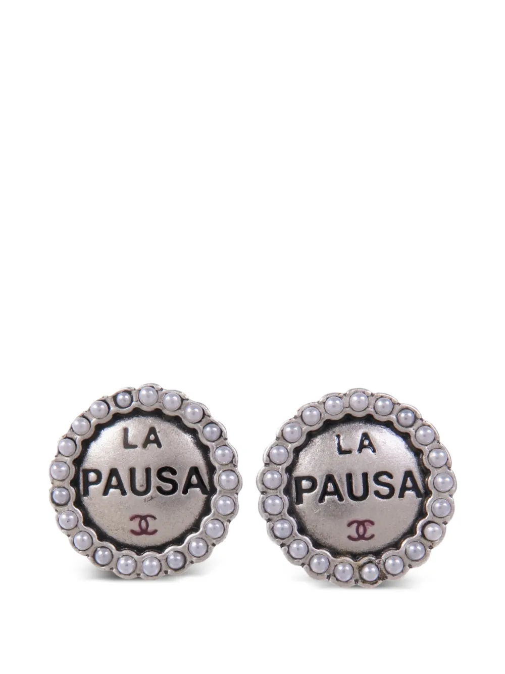 CHANEL Pre-Owned La Pausa faux-pearl earrings - Silber