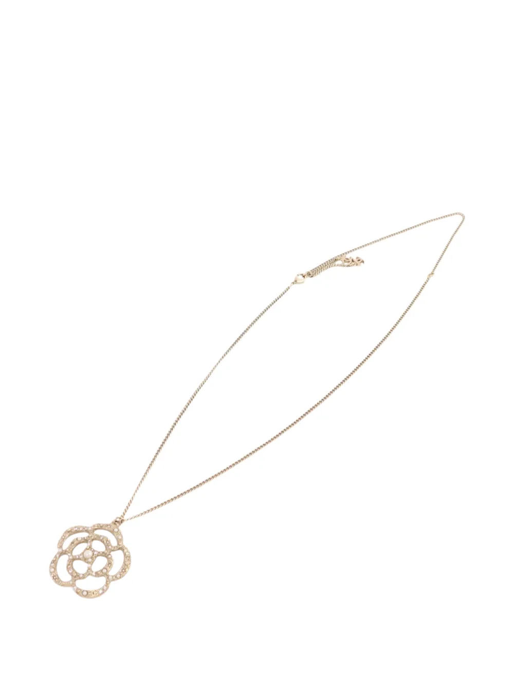 CHANEL Pre-Owned Camélia faux-pearl and crystal necklace - Gold