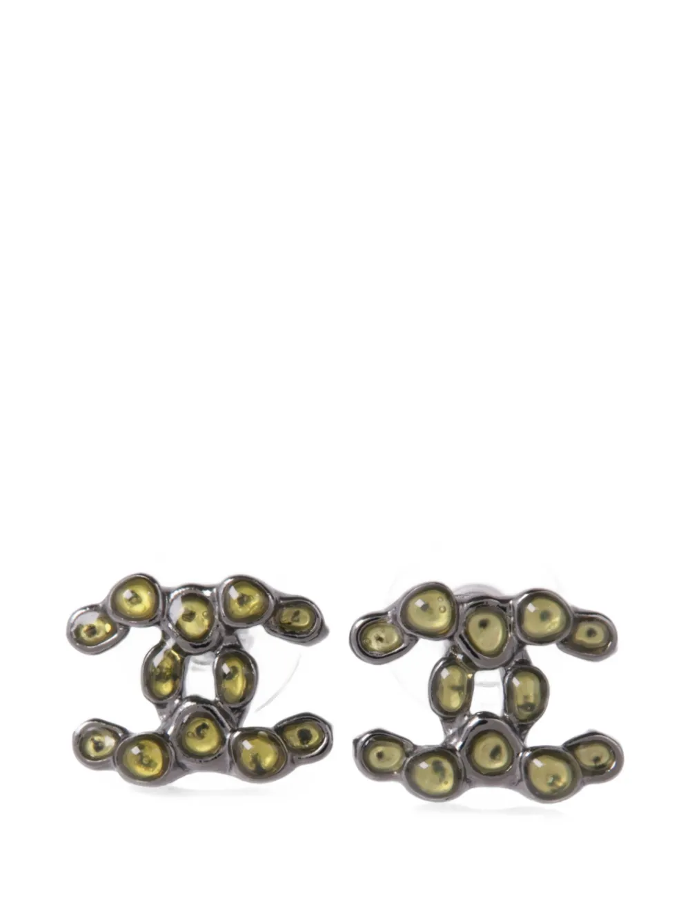Pre-owned Chanel Cc Turn-lock Earrings In Silver