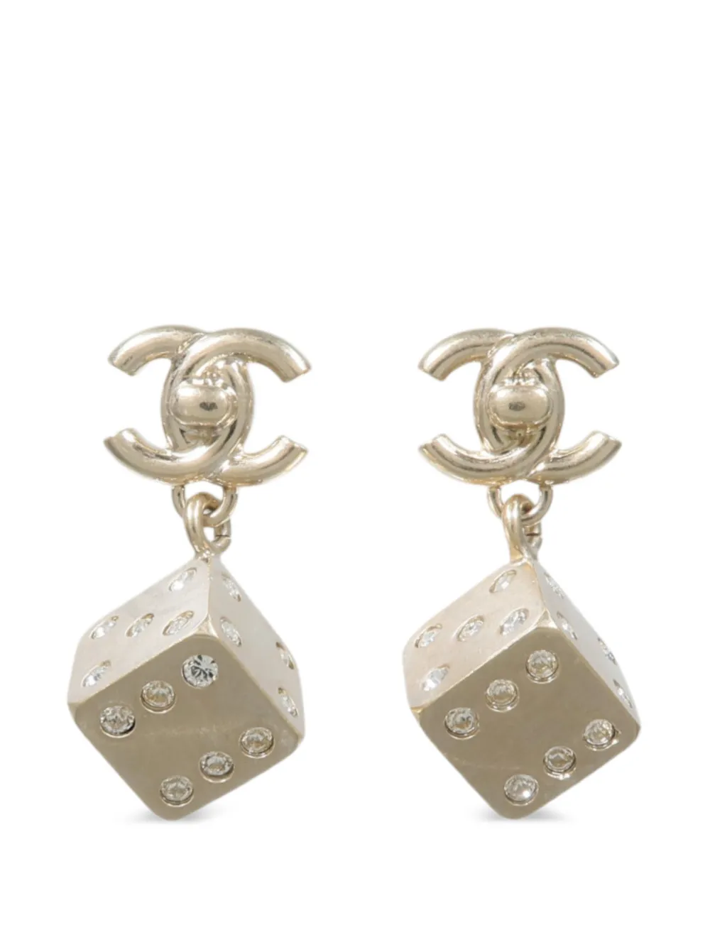 CHANEL Pre-Owned boucles d’oreilles à motif de dés CC CHANEL Pre-Owned boucles d’oreilles à motif de dés CC