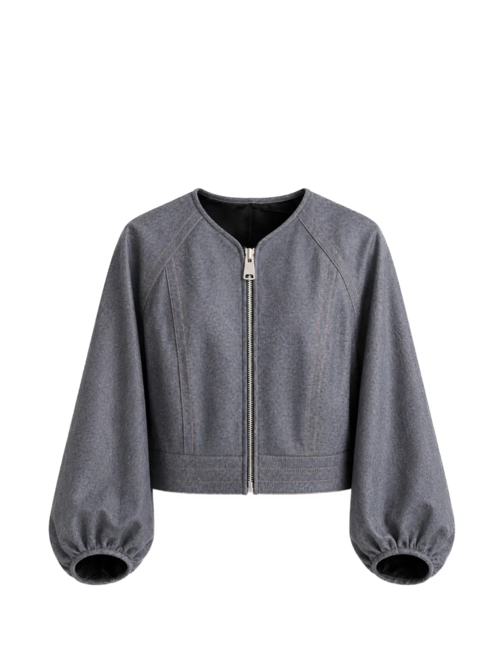 Yigal Azrouel veste crop en cuir à manches bouffantes Olive - Gris Yigal Azrouel veste crop en cuir à manches bouffantes Olive - Gris