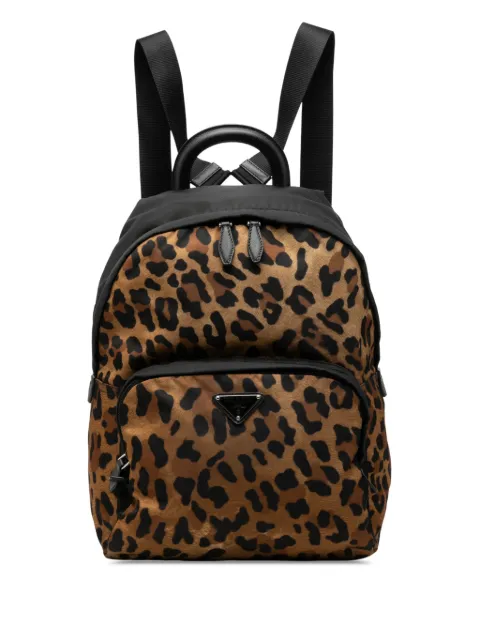Prada Pre-Owned 2013-2026 Leopard Print Tessuto backpack