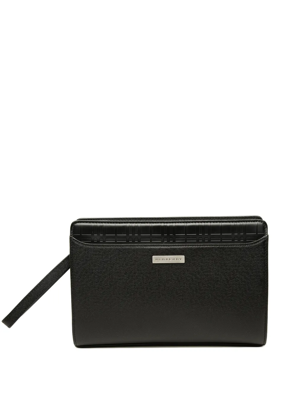 Burberry Pre-Owned pochette à carreaux et finitions en cuir embossé (2000-2017) - Noir Burberry Pre-Owned pochette à carreaux et finitions en cuir embossé (2000-2017) - Noir