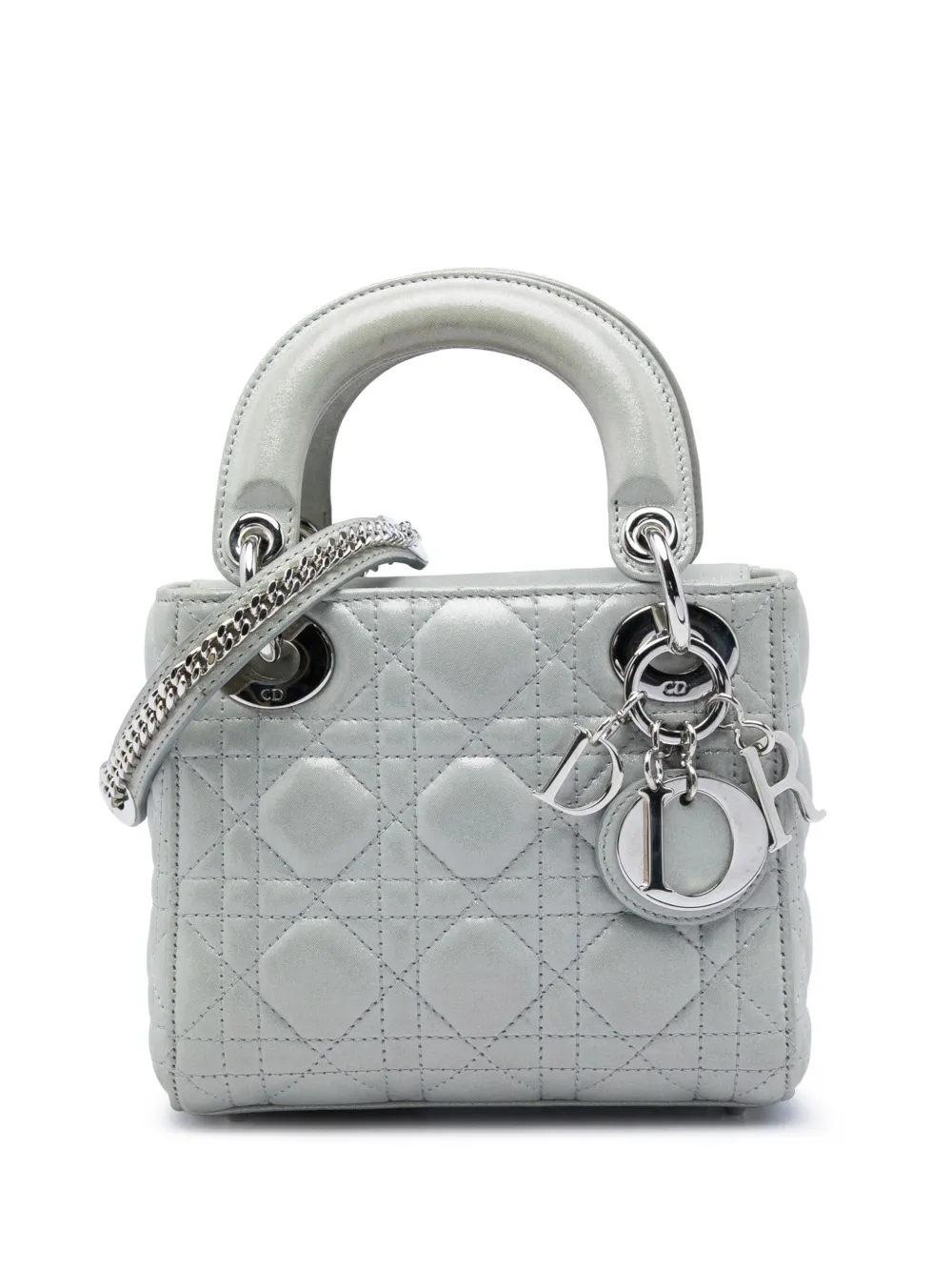 Christian Dior Pre-Owned 2015 Mini Iridescent Lambskin Cannage Lady Dior satchel - Grau