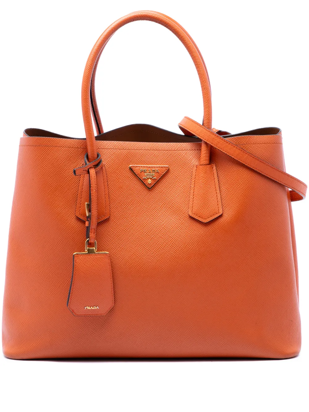 Prada Pre-Owned 2010-2026 Medium Saffiano Cuir Double Handle satchel - Orange