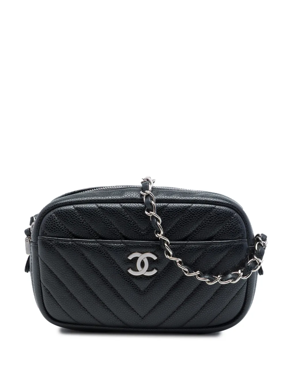 CHANEL Pre-Owned 2018-2019 CC Chevron Caviar Camera Bag crossbody bag - Nero