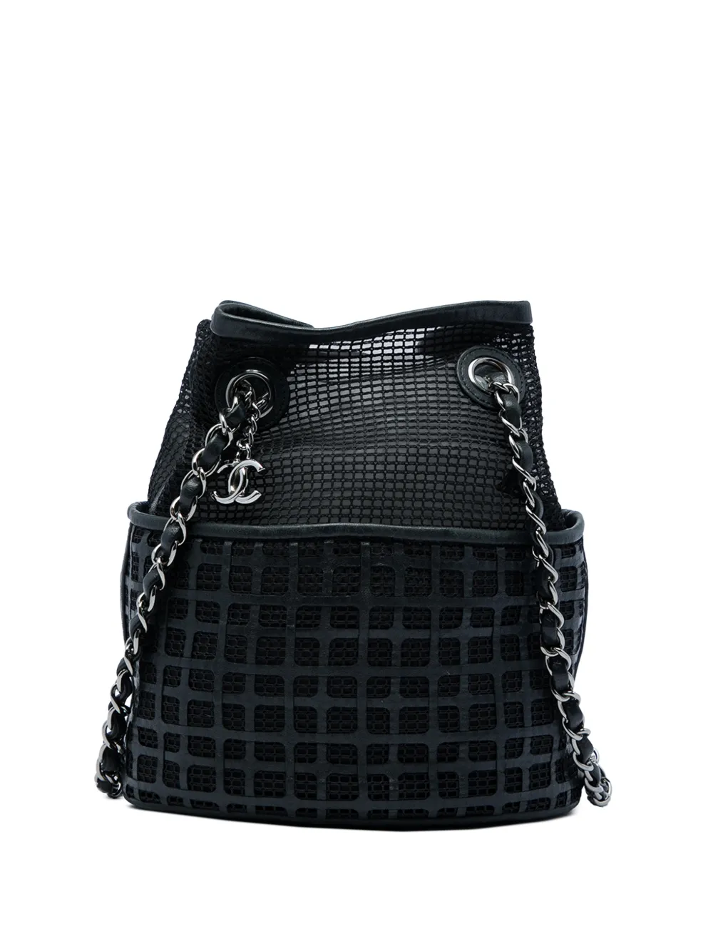 CHANEL Pre-Owned 2014-2015 CC Mesh and Perforated Calfskin bucket bag - Nero