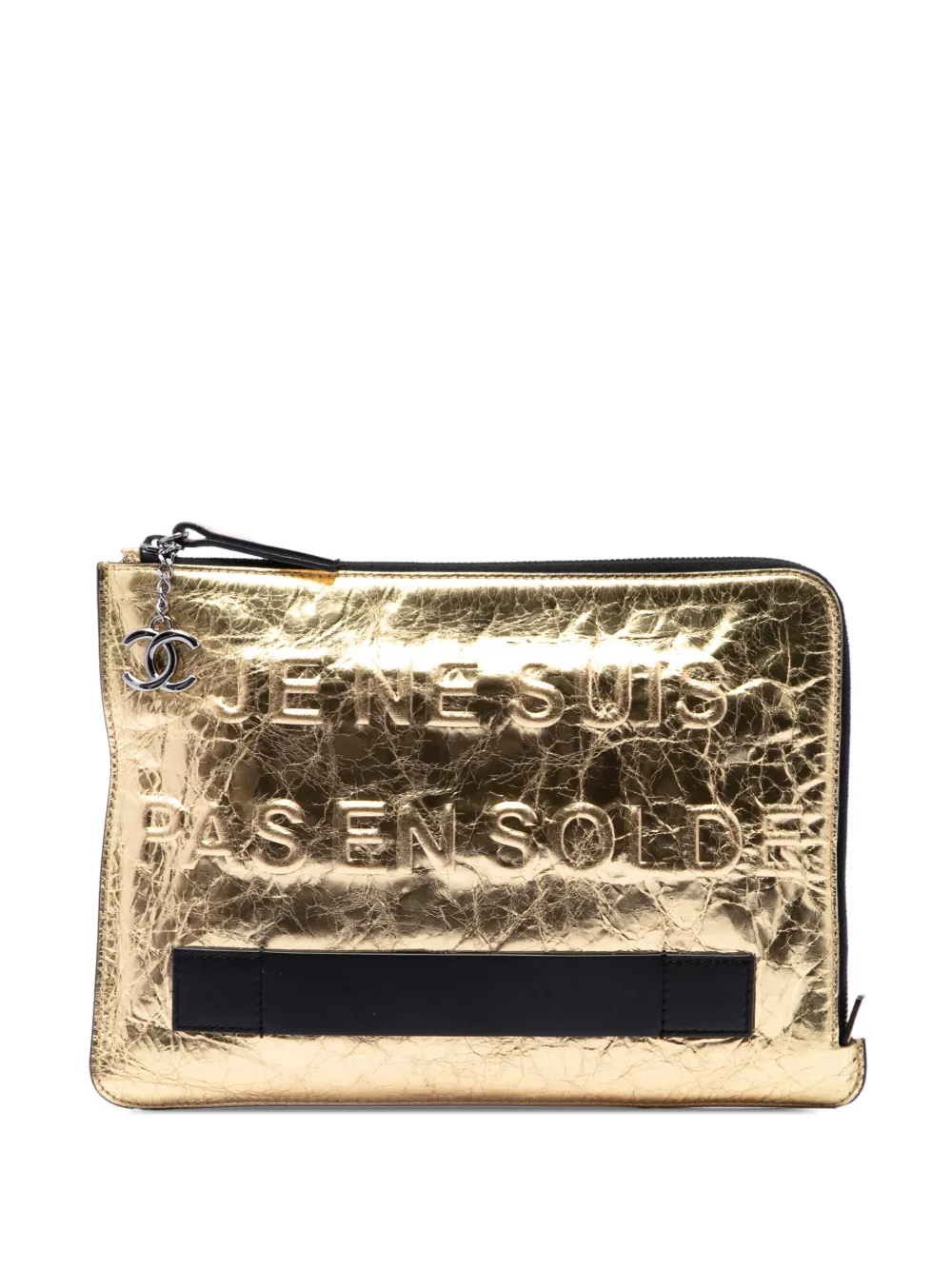 CHANEL Pre-Owned 2014-2015 Metallic Lambskin Je Ne Suis Pas En Solde clutch bag - Oro