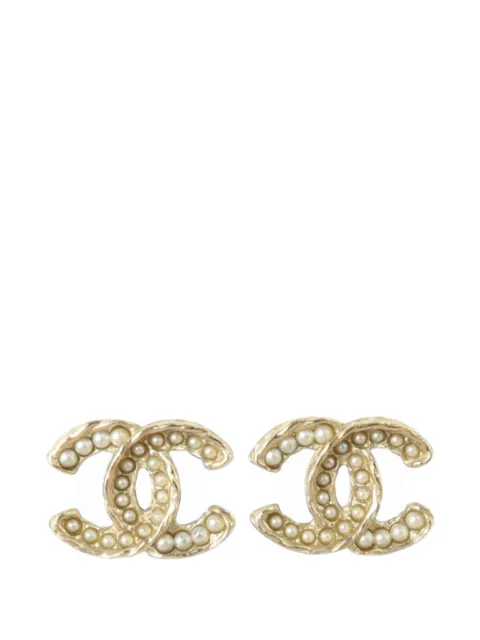 CHANEL Pre-Owned CC 人造珍珠耳环