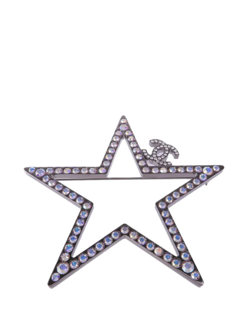 Pre-owned Chanel Star Cc Brooch In Black