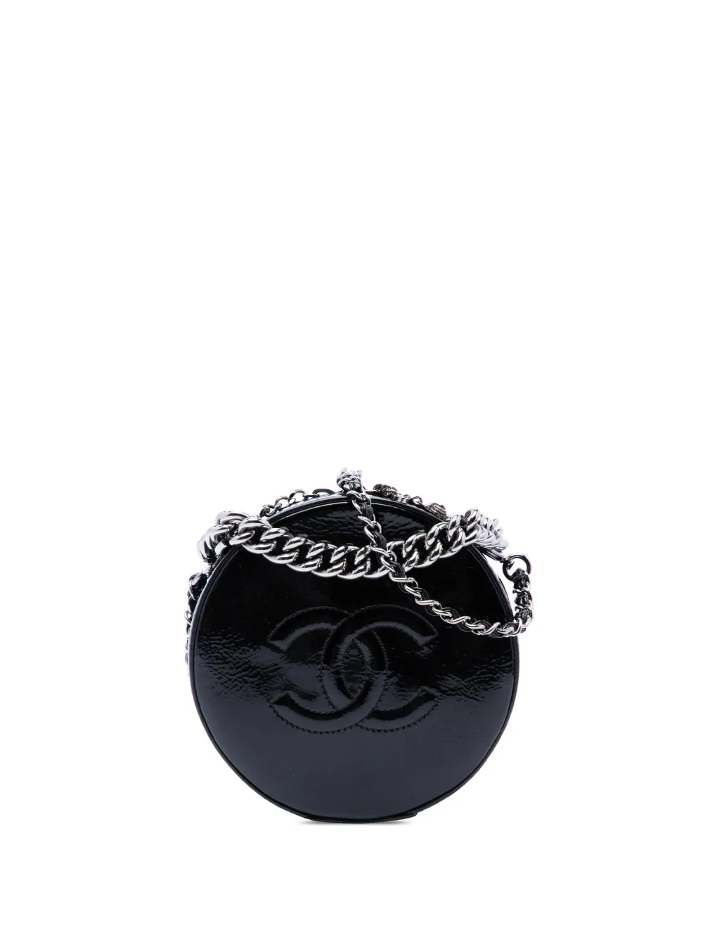 CHANEL Pre-Owned 2018-2019 CC Patent Round As Earth Bag satchel - Nero
