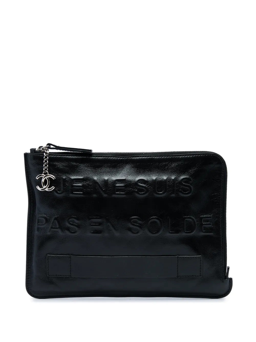 CHANEL Pre-Owned pochette Je Ne Suis Pas En Solde en cuir de veau à effet usé (2014-2015) - Noir CHANEL Pre-Owned pochette Je Ne Suis Pas En Solde en cuir de veau à effet usé (2014-2015) - Noir