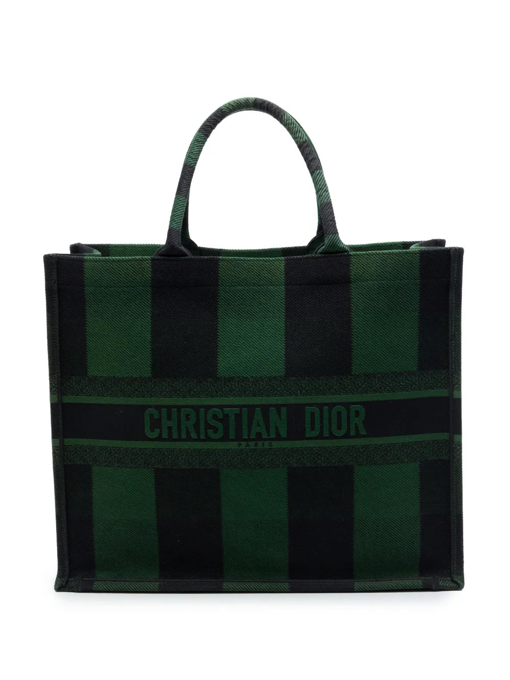 Christian Dior Pre-Owned grand sac cabas Checkered Book en toile brodée (2019) - Vert Christian Dior Pre-Owned grand sac cabas Checkered Book en toile brodée (2019) - Vert