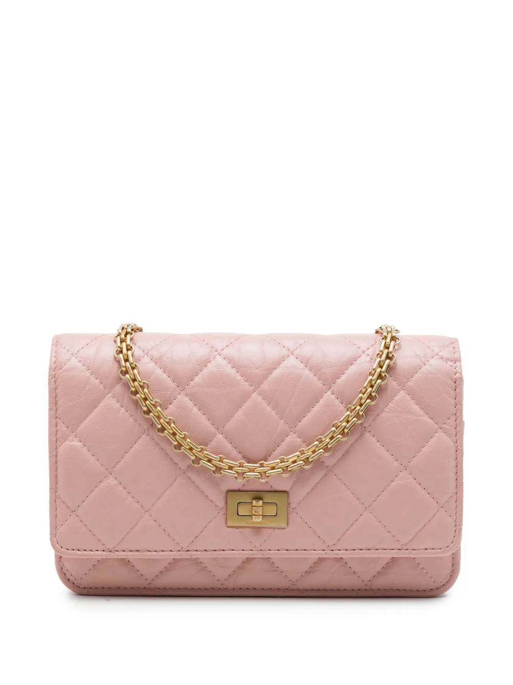 CHANEL Pre-Owned 2019 Quilted Aged Calfskin Reissue 2.55 Wallet on Chain crossbody bag - Rosa