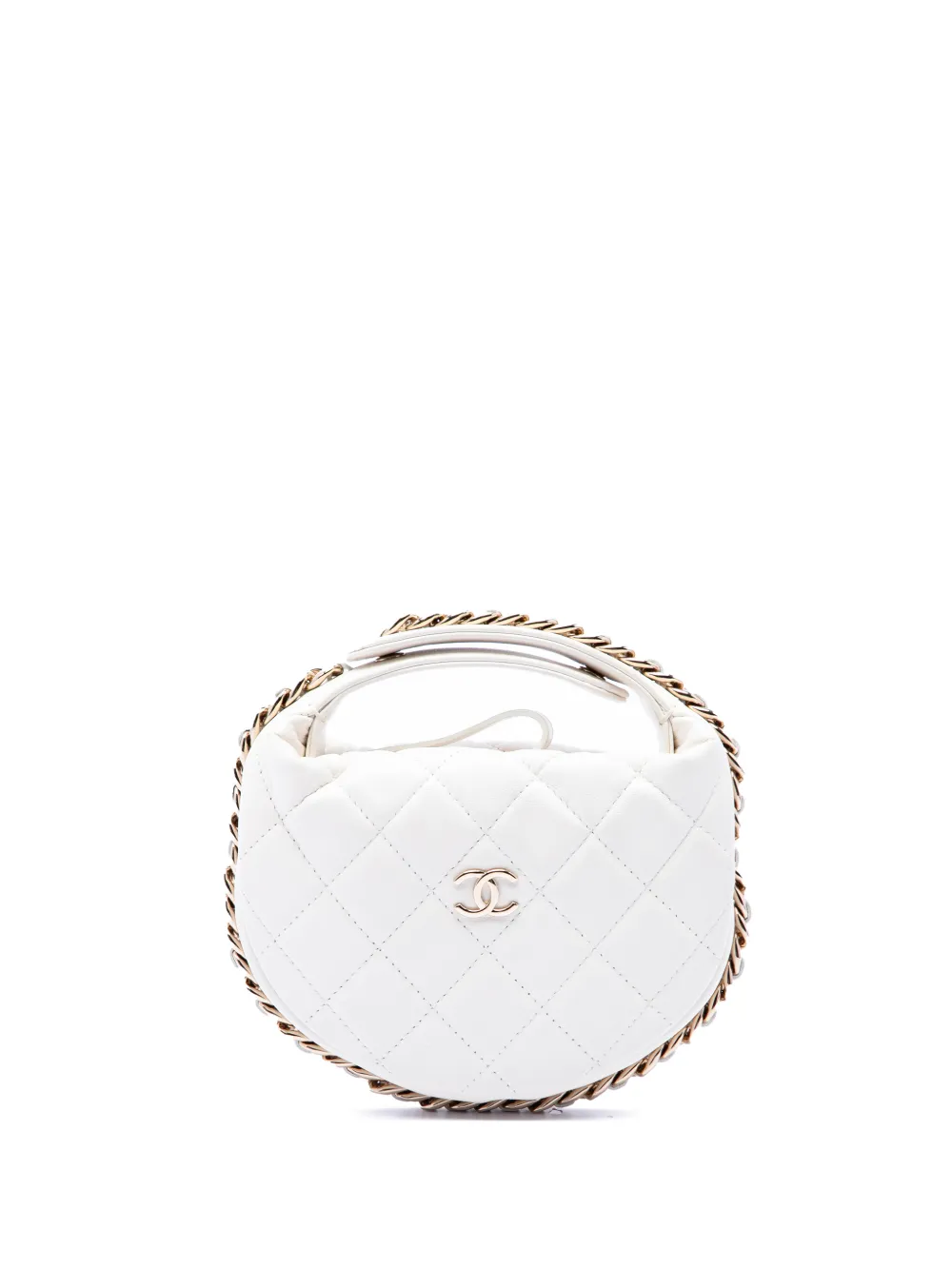 CHANEL Pre-Owned 2021-2026 Mini Quilted Lambskin Chain Around Pouch handbag - Bianco
